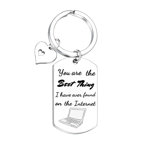 Nfyxcaz Couple Gifts for Boyfriend Girlfriend Keychain Valentine's Day Gifts Christmas Birthday Gifts for His Her You're The Best Thing I've Ever Found on The Internet for Men Women