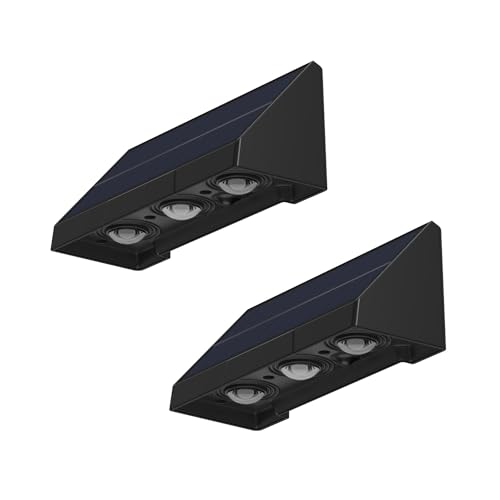 Auraglow Solar Wall & Fence Downlights with Triple LED, IP54 Waterproof Outdoor Garden Lights - Pack of 2 (2 Pack) - Image 2