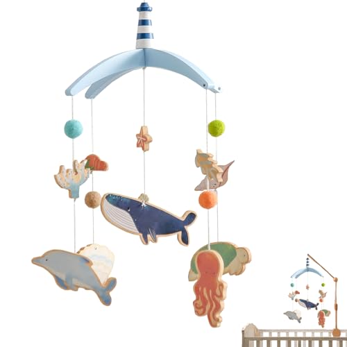 Mobile Meerestiere,Bettglocke Anhänger,Babybett Windspiel,Holz Mobile Baby...