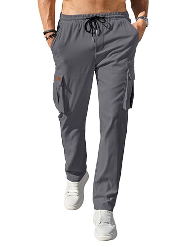 PLEPAN Men's Casual Cargo Pants Drawstring Hiking Pants Workout Tactical Joggers Sweatpants for Men2