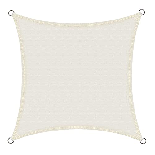 HAIKUS Sonnensegel 3x3m Wasserdicht, Quadratisch Waaserabweisend Sonnenschutz für Garten Balkon und Terrasse inkl Befestigungsseile,Creme 3x3 Cover
