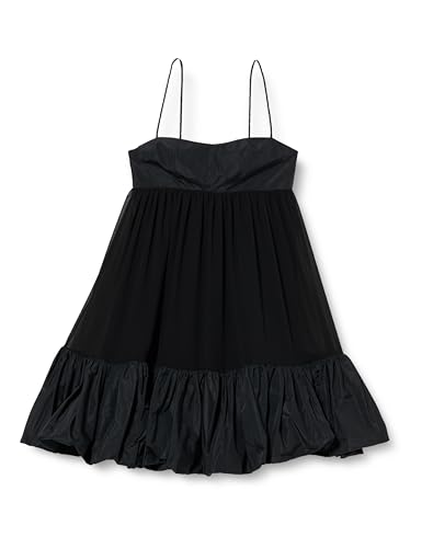 Pinko Moscato Vestido De Tafetán con Georgette Fiesta Informal, Z99_Negro Limousine, 46 para Mujer