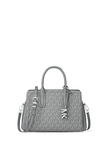 Michael Kors Bolsa pequena Laila, ferragens prateadas/tonal MK Signature Coated Shill/Storm