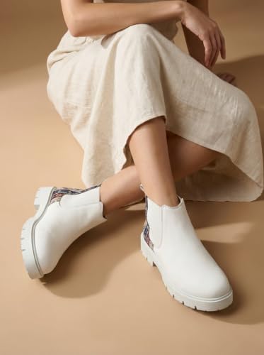 Image of Big Fox Printed Mid Top Chelsea Boots For Woman