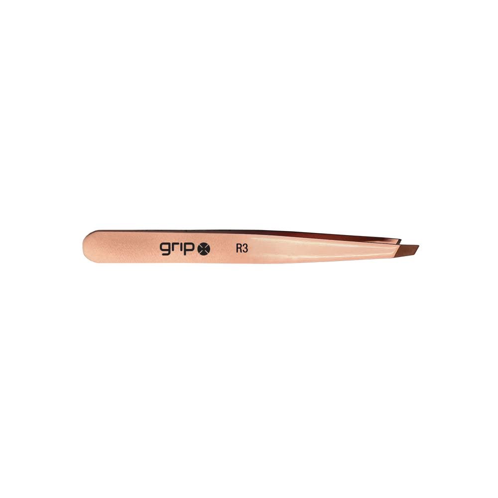 Grip Tweezer Claw Slanted Tip Rose Gold R3 - Precision Beauty Tool for Brow Shaping and Tweezing - Salon-Grade Cosmetic Tweezer with a Rose Gold Finish
