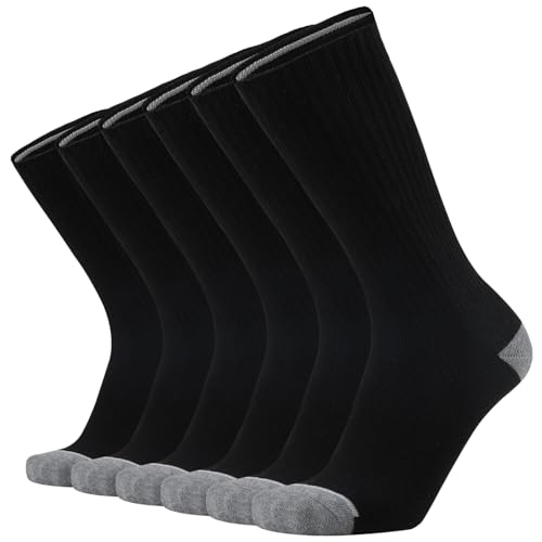 KMM Full Cushion Crew Athletic Work Socks for Men Boot(Black L)