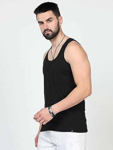 Image of JUARI BE A GENTLEMAN Men's Cotton Super Combed Breathable Vest for Men (Black)