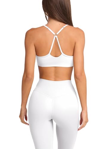 Image of LASLULU Womens Adjustable Spaghetti Straps Sports Bra Sweetheart Neck Wireless Padded Workout Yoga Crop Tops
