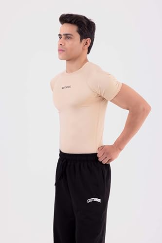 Image of COITONIC Men's Half Sleeve Compression T-Shirt - Athletic Base Layer for Gym, Sports & Fitness Training