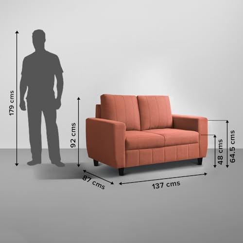 Image of Sleepyhead Bae Designed by Duroflex - 5 Seater Sofa, 3+2 Sofa Set |Premium Fabric Living Room Sofa Set with Modern Space-Saving Design |Comfort Seating & Easy-Clean |3 Year Warranty - Ember Orange