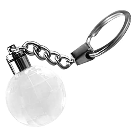 Chiyyak LED Luminous Basketball Football Keyring Crystal 7 Colours Glow In The Dark Ball Keyring Pendant Gifts, Globe., S Cover