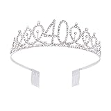 PRINCESA DE CUMPLEAÑOS-- 【Tamaño】Esta bonita tiara de feliz cumpleaños con corona de diamantes de imitación de tamaño , se adapta a la mayoría de los adolescentes y . la parte de la corona de cristal mide 12 cm de largo y 3,5 cm de alto.