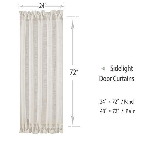 Fmfunctex Side Light Door Panel Curtains Natural 72-Inch Long Linen Texture Narrow Semi Sheer French Door Panels For Front Door Glass Door Window 24" W X 2 Pack #TOP1