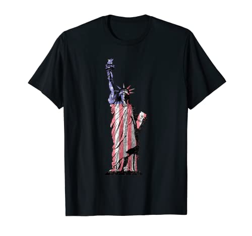 Estatua de la Libertad Bandera Americana Patriótica 4 de julio Camiseta
