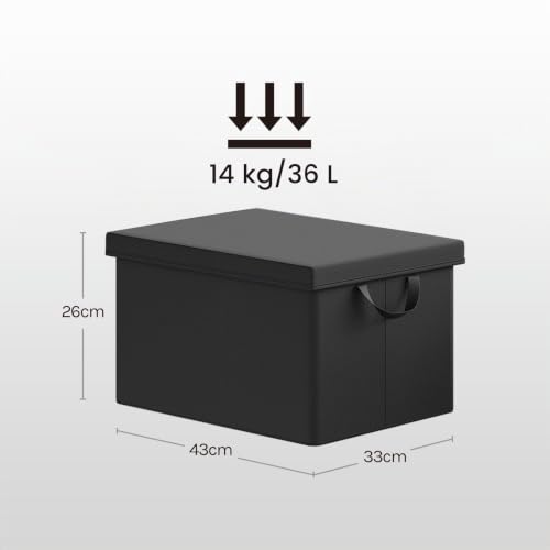 WOLTU Aufbewahrungsbox mit Deckel 3 Stück, mit Griffen, Schwarz,43x33x26 cm – Ansicht 3