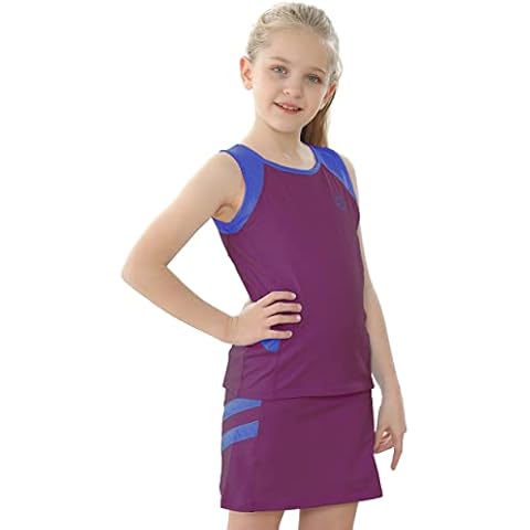 Willit Mädchen Tennis Golf Kleid Outfit Kinder Tennisrock und Tank Set Baumwolle Golf Kleidung mit Shorts Violett XL Cover