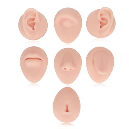 Soft Silicone Flexible Model Body Part Displays Set, Body Piercing