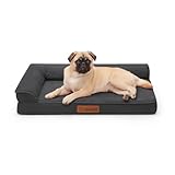 Rainmr Chew Proof Dog Bed, 3" Memory Foam Dog Bed for Small and Medium Dogs, Removable and Washable Microsuede Cover, Waterproof Liner, Nonskid Bottom, 30x20 Inches S Dark Grey