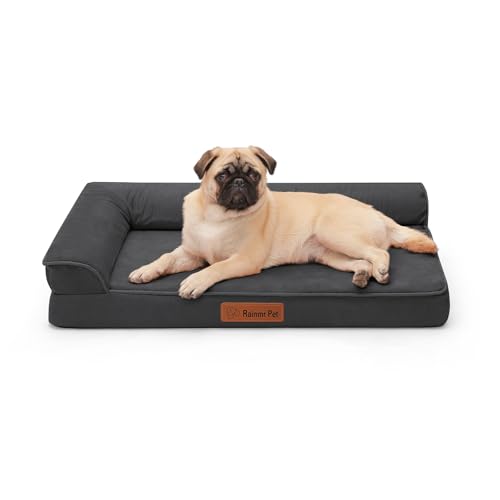 Rainmr Chew Proof Dog Bed, 3" Memory Foam Dog Bed for Small and Medium Dogs, Removable and Washable Microsuede Cover, Waterproof Liner, Nonskid Bottom, 30x20 Inches S Dark Grey