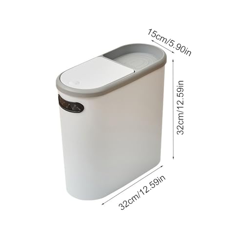 Poubelle étroite 10L compacte avec couvercle à bouton poussoir