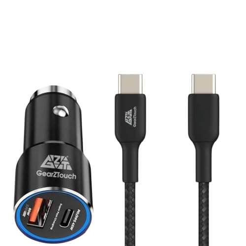 Image of 125W Dual Port Fast Smart Car Charger with 2M C-C Cable SuperVooc All Metal PD Quick 45W PD /PPS +80W SuperVOOC Compatible with iPhone & Android Samsung,Vivo,Oppo&Tablets All Brand-Black