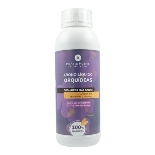 PLANETA HUERTO | Engrais liquide pour orchidées 1 litre – Engrais liquide biologique aux acides aminés et NPK 3-1-3 pour une floraison prolongée et une croissance saine des orchidées
