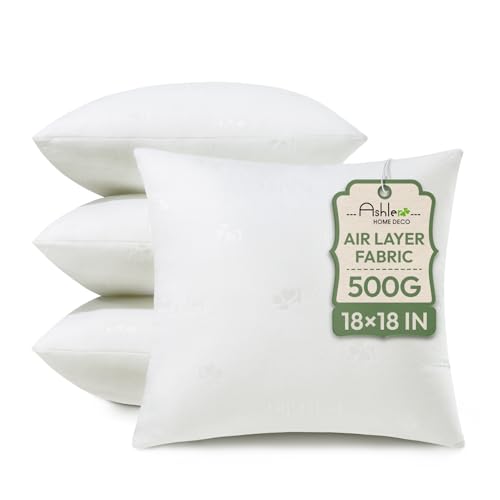 Ashler Throw Pillows Insert- 18x18 Pillow Inserts with Air Layer,