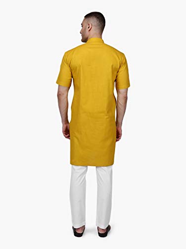 Image of Rajubhai Hargovindas Men's Premium Cotton Half Sleeve Solid Kurta