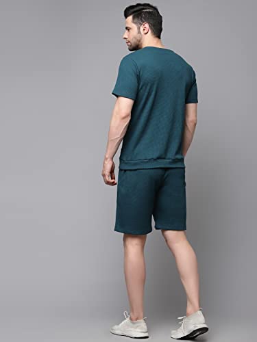 Image of Rigo Cotton Blend Waffle Knit Self Textured Co-Ord Set For Men's|Night Suit Set|Lounge-Wear Pajama Set|Night Wear, Beach Wear, Vacation Wear