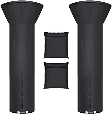 [2 Pack] Patio Heater Covers with Zipper and Storage Bag,Waterproof,Dustproof,Wind-Resistant,Sunlight-Resistant,Snow-Resistant,Black,89'' Height x 33" Dome x 19" Base