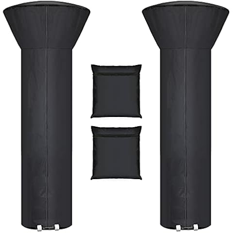 [2 Pack] Patio Heater Covers with Zipper and Storage Bag,Waterproof,Dustproof,Wind-Resistant,Sunlight-Resistant,Snow-Resistant,Black,89'' Height x 33" Dome x 19" Base Cover