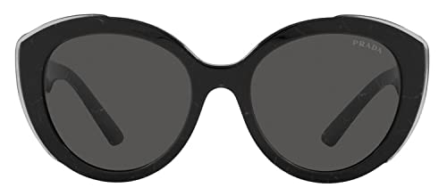 Prada 0PR 01YS Gafas de Sol, Negro Mármol/Top Negro Transparente/Gris Oscuro, 54 Unisex