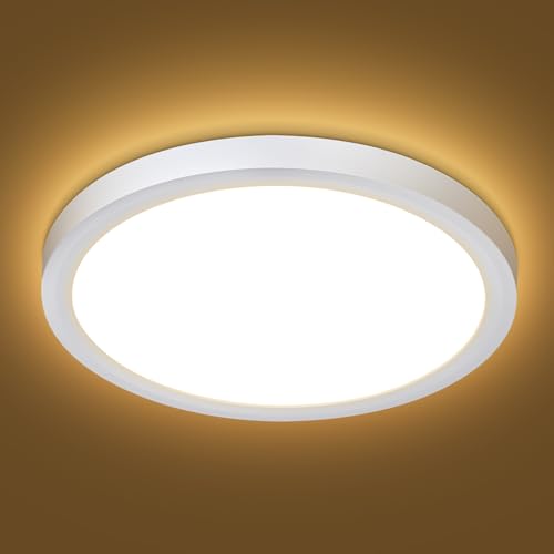 Befurglor 18W LED Ceiling Lights,2000LM Warm White 3000K Round Bathroom Lights diameter 23cm White,Waterproof IP44,150W Equivalent,Flush Ceiling Light for Living Room,Bedroom