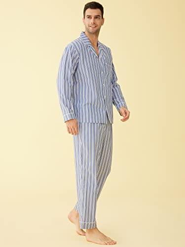 Latuza Men's Lightweight Cotton Pajamas Long Sleeves Shirt Pants Set2