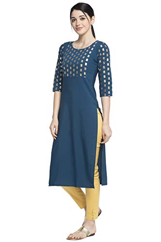 Image of Women's Crepe Skinny Kurta (ABC4039 Turquoise XXL)