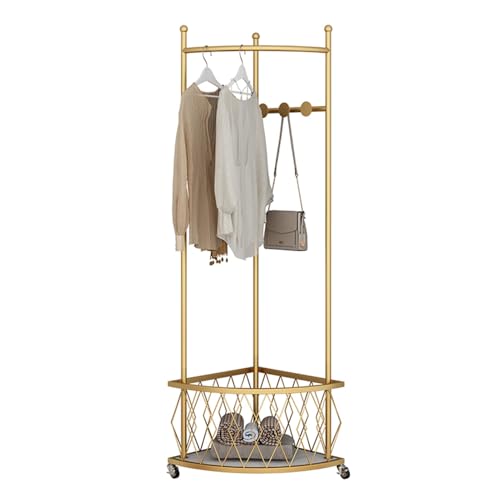 Porte-manteau d'angle en fer avec roulettes vestiaire salon