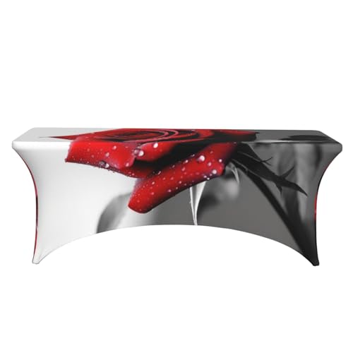 Nappe extensible noire et blanche rose rouge pour table rectangulaire 1,8m de buffet - 3