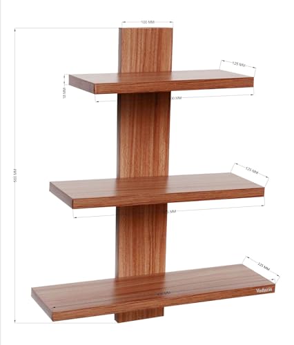 Image of Madhuran Engineered Wood Wall Mounted Books showpieces Display Shelf (Matte, Walnut)