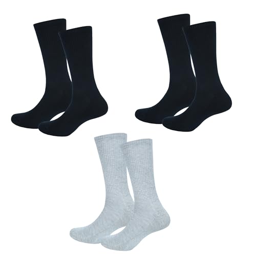 Image of 3 Pack Cotton Crew Socks for Womens Lightweight Casual Wear Business Socks, 6 to 9(WS1002-2B1G-3PK-6TO9)