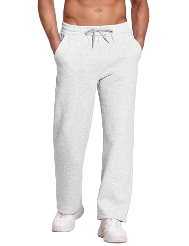 Image of Deyeek Men's Fleece Lined Sweatpants Open Bottom Straight Leg Sweat Pants for Mens Loose Fit Joggers Sweatpants with Pockets