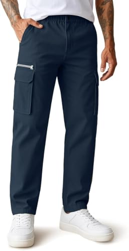 Image of CB-COLEBROOK Men Mid Rise Cargo || Cargo Pants Cotton || Relaxed Fit Elastic Waist || Loose Fit || Casual Pants || Cargos Pant with 7 Pockets (Cargo-48-54)