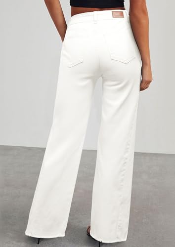 Image of PRETTYGARDEN Women's Wide Leg Jeans Raw Hem Denim Pants