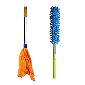 Cloud7 Microfiber Feather Duster and Stainless Steel Handle Phataka (Jhatakni) Combo Set