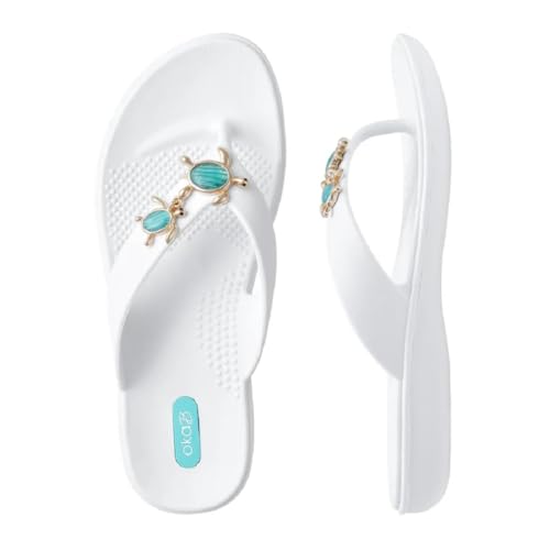 Oka-B Women's Elle Lizzie Flip Flop Sandal with Sea Turtle Charms