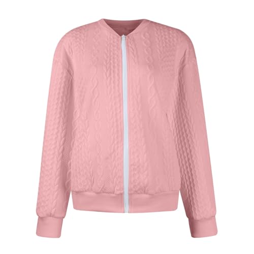 Zip Up Jackets for Women Lightweight Cable Knit Bomber Jacket Long Sleeve Jacquard Coatigan Casual Loose Outwear Coats3