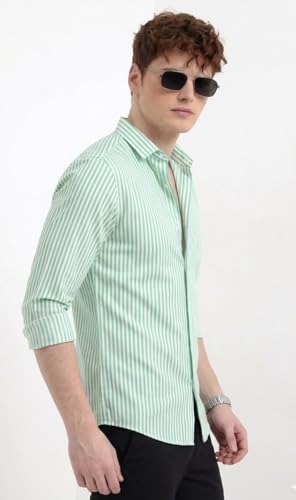 Image of U TURN Men's Casual Solid Stylish Formal Striped Shirt for Men &Plus Size Shirts for Men