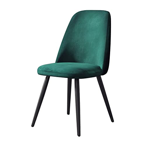 SJIALEN 1 Pcs Kitchen Chairs, Modern Flannel Black Legs Home Dining Room Chair Living Room Bedroom Apartment Lounge Chairs Kitchen Chair (Color : Green)