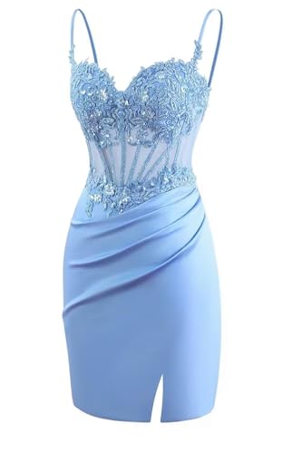 Appliques Lace Homecoming Dress for Women Tight Short Prom Dresses Satin Mini Length Juniors Pageant Gowns4