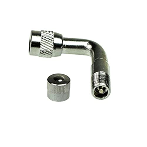 Kichvoe 2Pcs Angled Motorcycle Car Valve Stem Extension Adapter Adapter for Bikes Scooters and Motorcycles Durable Silver Design for Easy