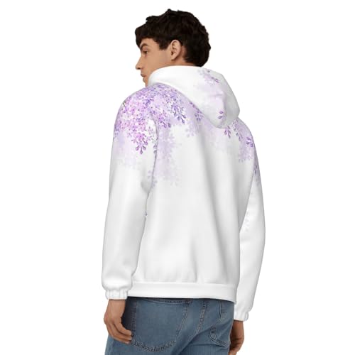 Encadrement de fleurs lilas imprimé sur ce sweatshirt décontracté à capuche
